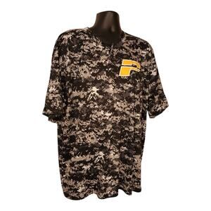 Badger Sport Pirates Digital Camo Print Mens Shirt‎ 2XL 2 Button Black And Gray